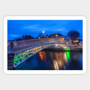 The Ha'penny Bridge By Night Sticker